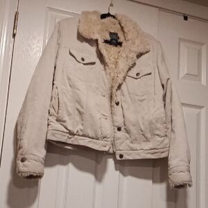 Arizona Jean Company Cream Sherpa-Lined Trucker Jacket